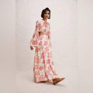 Significant Other Naomi Printed Cut-Out Maxi Dress – Watercolor Floral – Size 8
